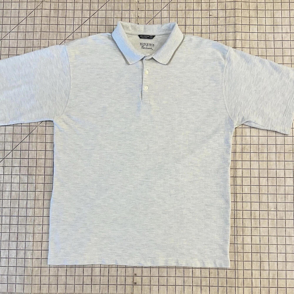 Bugle Boy Polo Shirt Men’s Medium 100% Cotton Textured Short Sleeve Pullover Y2K